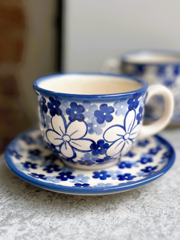 Filiżanka ceramiczna ze spodkiem [Symphony Blue]