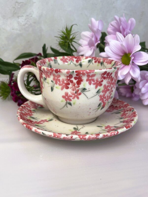 Ceramiczna filiżanka 200 ml ze spodkiem [Floretta]