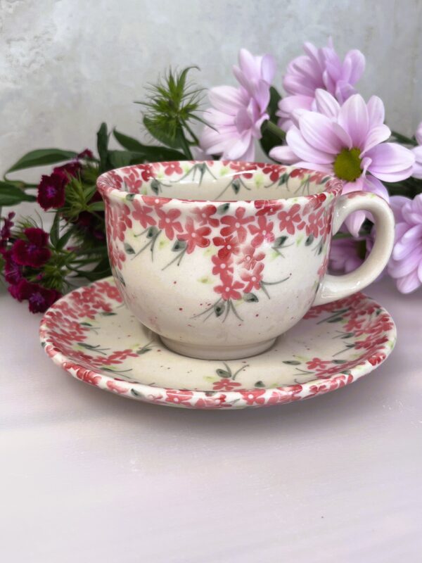 Ceramiczna filiżanka 200 ml ze spodkiem [Floretta]