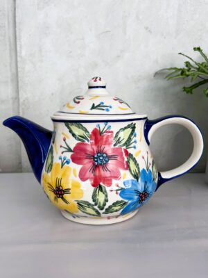 Czajnik ceramiczny ręcznie malowany w kolorowe kwiaty 1L [Isola]