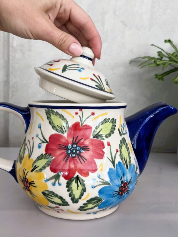 Czajnik ceramiczny ręcznie malowany w kolorowe kwiaty 1L [Isola]