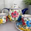 Czajnik ceramiczny ręcznie malowany w kolorowe kwiaty 1L [Isola]