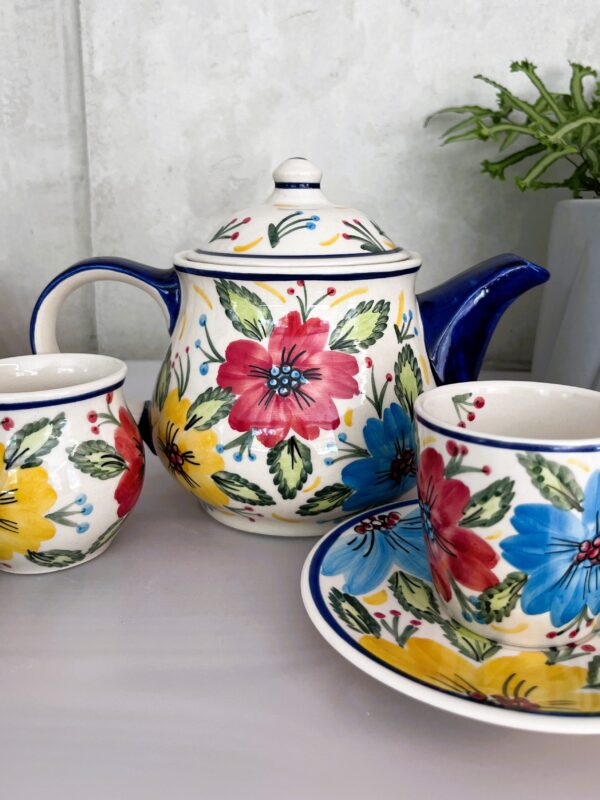 Czajnik ceramiczny ręcznie malowany w kolorowe kwiaty 1L [Isola]